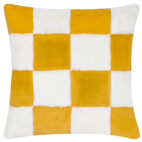 Heya Home Cozee Faux Fur Checked Cushion Cover