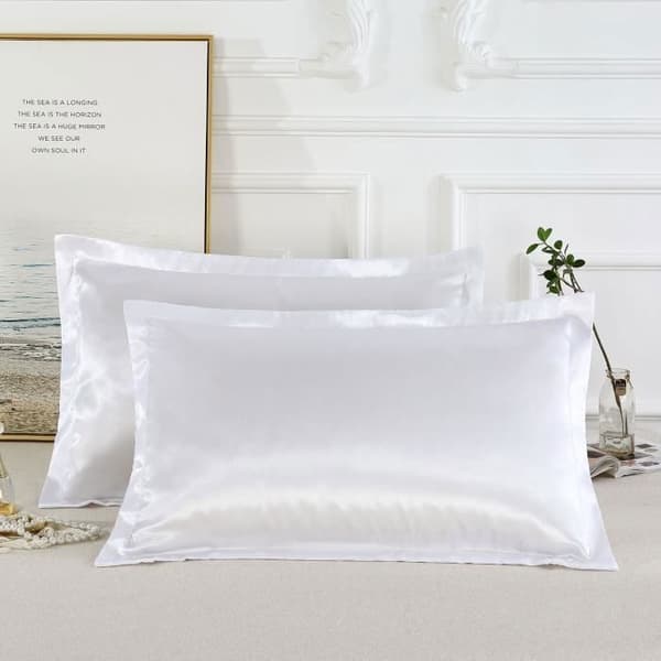 Set med 2 Super Soft Silk Satin Standard Örngott 48*74cm - Vit