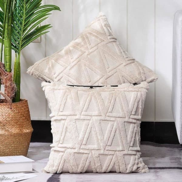2ST Plyschkuddfodral med osynlig dragkedja 45*45CM Beige