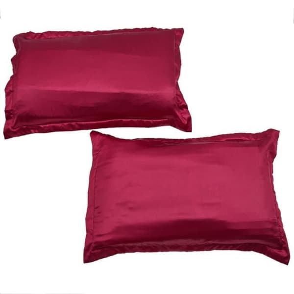 Örngott - SODIAL - Set om 2 - Satin - 48 x 74 cm - Vinröd