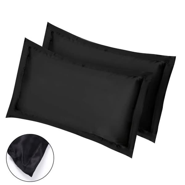 Set med 2 örngott Silk Satin Kuddfodral 84x54 Super Soft Hair Protect for Sovrum Svart