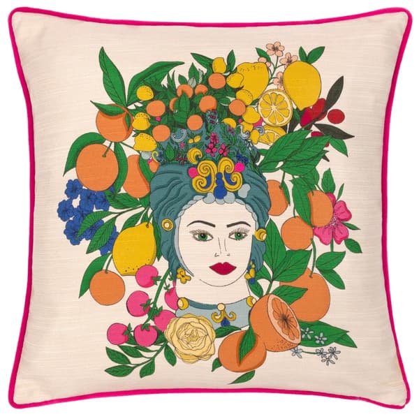 Furn Taormina Piped Floral Cushion Cover Magenta One Size