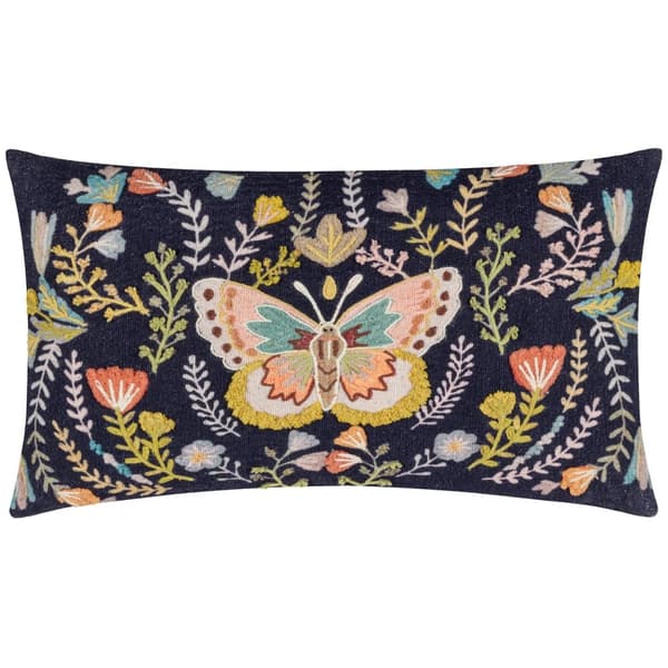 Wylder Mirrored Embroidered Butterfly Cushion Cover Midnight 50cm x 30cm