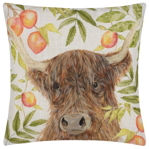 Evans Lichfield Grove Highland Cow Kuddfodral Brown/White/Green 43cm x 43cm
