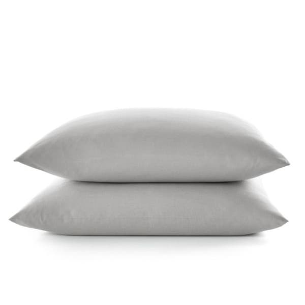 Set med 2 st "Drift" ren bomull färgade tvättade örngott 57 trådar/cm² alla storlekar - Ljusgrå - Örngott 63 x 63 cm x 2