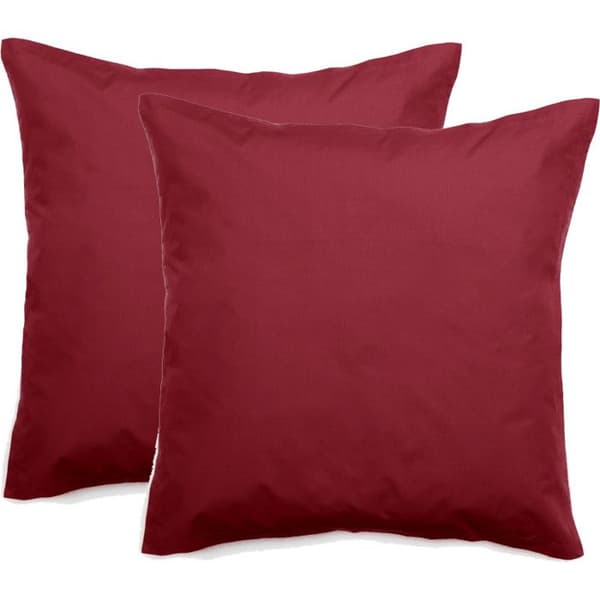 Set med 2 örngott i ren bomull percale 80 trådar/cm² South Wind - Carmine - 65 x 65 + 5 cm Flat quiltad volang