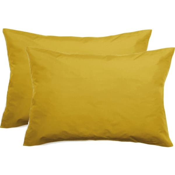 Set med 2 örngott i ren bomull percale 80 trådar/cm² South Wind - Senap - 50 x 70 + 5 cm Flat quiltad volang