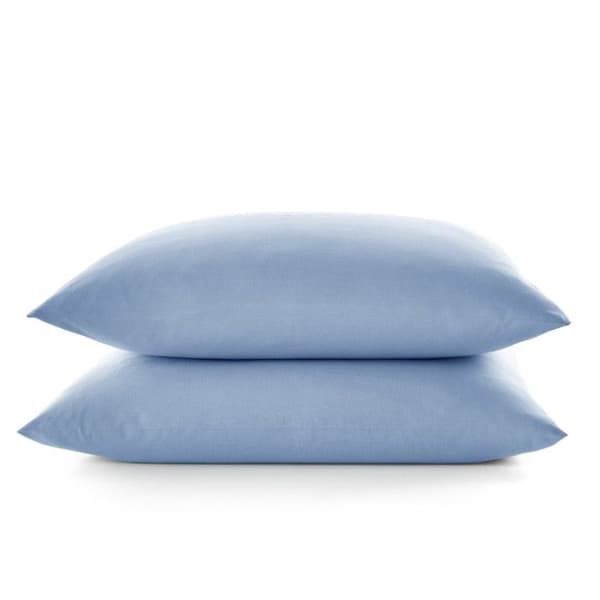 Set med 2 st "Drift" ren bomull färgade tvättade örngott 57 trådar/cm² alla storlekar - Soft Blue - Örngott 50 x 70 cm x 2