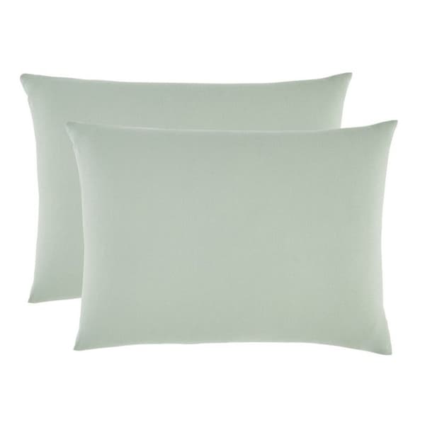 Set med 2 st "Drift" ren bomull färgade tvättade örngott 57 trådar/cm² alla storlekar - Grön - Örngott 50 x 70 cm x 2