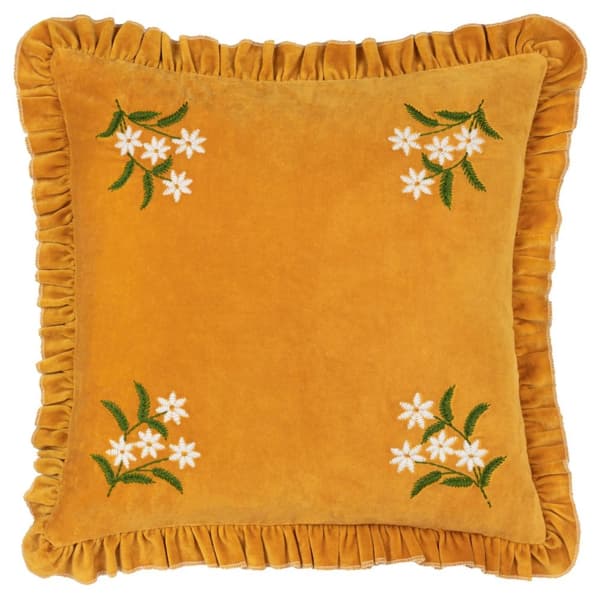 Furn Kuddfodral med broderad Daisy i fransig sammet