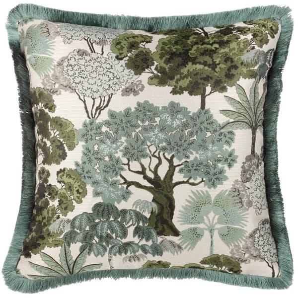 Wylder Nature Woodlands Jacquard Floral Cushion Cover Green 55cm x 55cm