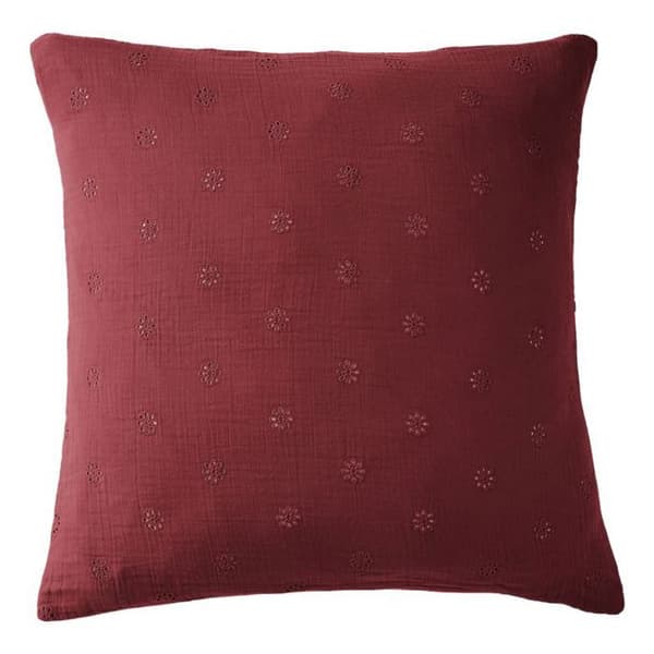 Broderad Kudde "Gaïa Boho" 60 x 60 cm &amp; 50 x 70 cm "Gaze av Bomull" - Gaïa Boho Vinröd - Kudde 60 x 60 cm