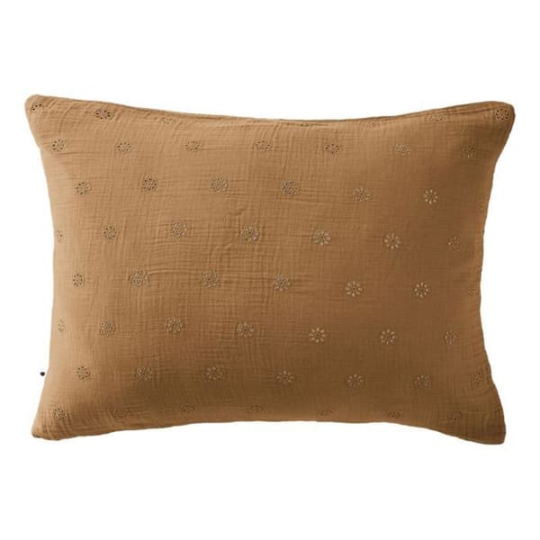 Broderat dekorativt örngott "Gaïa Boho" 60 x 60 cm &amp; 50 x 70 cm "Cotton Gauze" - Gaïa Boho Camel - 50 x 70 cm