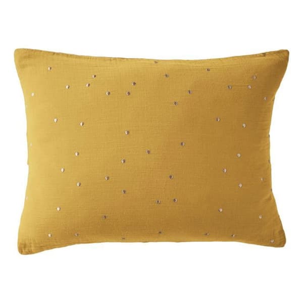 Gyllene prickiga dekorativa örngott "Gaïa Chic" 60 x 60 cm &amp; 50 x 70 cm "Cotton Gauze" - Gaïa Chic Saffran - 50 x 70 cm