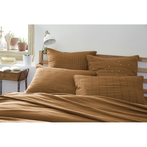 Gyllene prickiga dekorativa örngott "Gaïa Chic" 60 x 60 cm &amp; 50 x 70 cm "Cotton Gauze" - Gaïa Chic Camel - 50 x 70 cm