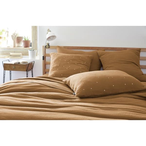 Gyllene prickiga dekorativa örngott "Gaïa Chic" 60 x 60 cm & 50 x 70 cm "Cotton Gauze" - Gaïa Chic Camel - 50 x 70 cm