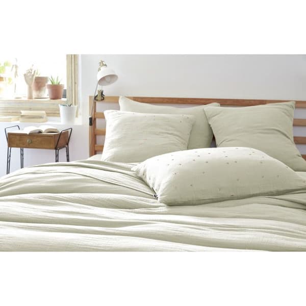 Gyllene prickiga dekorativa örngott "Gaïa Chic" 60 x 60 cm &amp; 50 x 70 cm "Cotton Gauze" - Gaïa Chic Water Green - 60 x 60 cm
