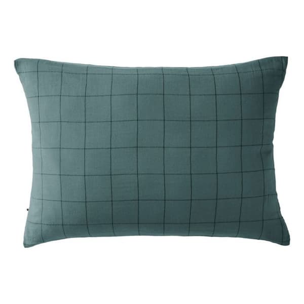 Vävfärgade stora dekorativa kakel örngott "Gaïa Match" "Cotton Gauze" - Gaïa Match Duck - 50 x 70 cm