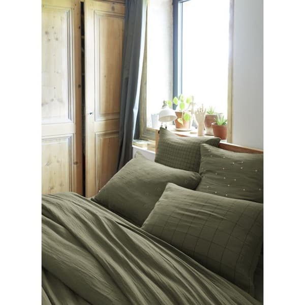 Örngott Vävfärgade stora deco-plattor "Gaïa Match" "Cotton Gauze" - Gaïa Match Rosemary - 60 x 60 cm