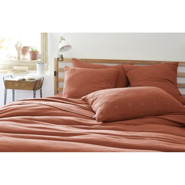 Broderad Kuddfodral "Gaïa Boho" 60 x 60 cm &amp; 50 x 70 cm "Gaze de Coton" - Gaïa Boho Terracotta - Kuddfodral 60 x 60 cm