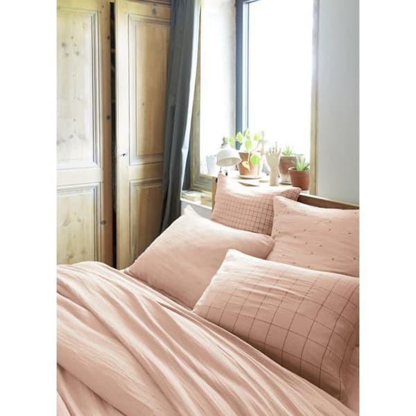 Gyllene prickiga dekorativa örngott "Gaïa Chic" 60 x 60 cm &amp; 50 x 70 cm "Cotton Gauze" - Gaïa Chic Marshmallow - 60 x 60 cm