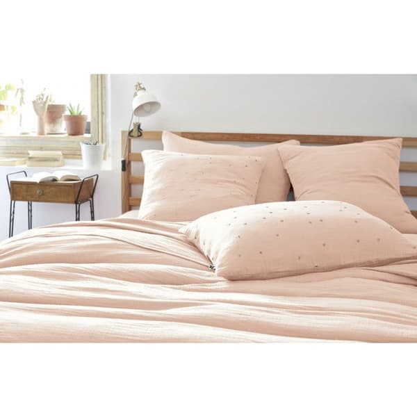 Gyllene prickiga dekorativa örngott "Gaïa Chic" 60 x 60 cm &amp; 50 x 70 cm "Cotton Gauze" - Gaïa Chic Marshmallow - 60 x 60 cm