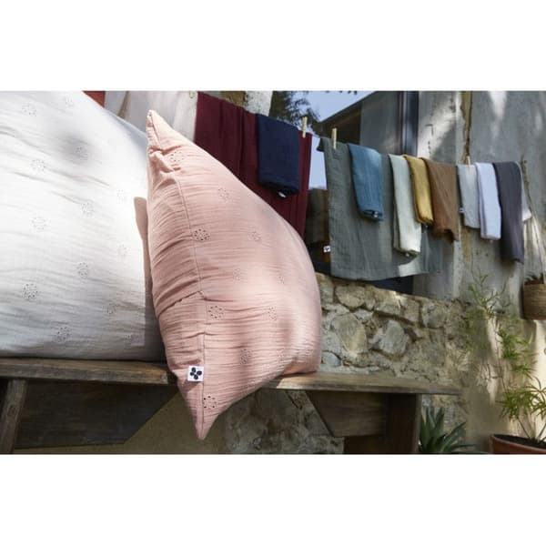 Broderat dekorativt örngott "Gaïa Boho" 60 x 60 cm &amp; 50 x 70 cm "Cotton Gauze" - Gaïa Boho Marshmallow - 50 x 70 cm