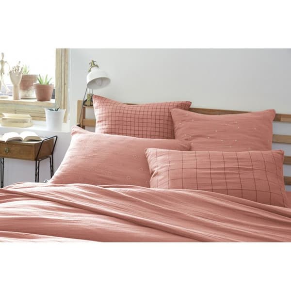 Gyllene prickiga dekorativa örngott "Gaïa Chic" 60 x 60 cm &amp; 50 x 70 cm "Cotton Gauze" - Gaïa Chic Peach Pink - 60 x 60 cm