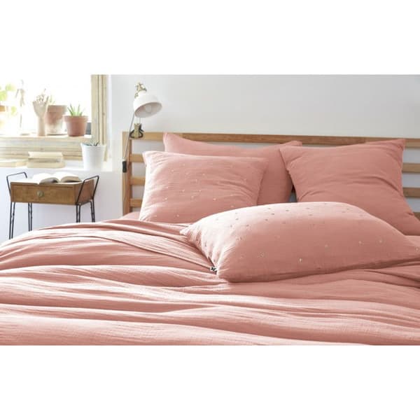 Gyllene prickiga dekorativa örngott "Gaïa Chic" 60 x 60 cm &amp; 50 x 70 cm "Cotton Gauze" - Gaïa Chic Peach Pink - 60 x 60 cm