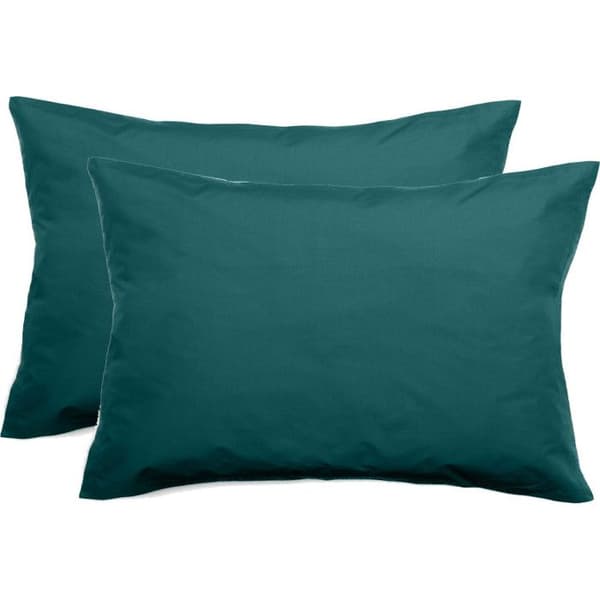 Set med 2 örngott i ren bomull percale 80 trådar/cm² Sydvind - Ankblå - 50 x 70 + 5 cm Flat quiltad volang