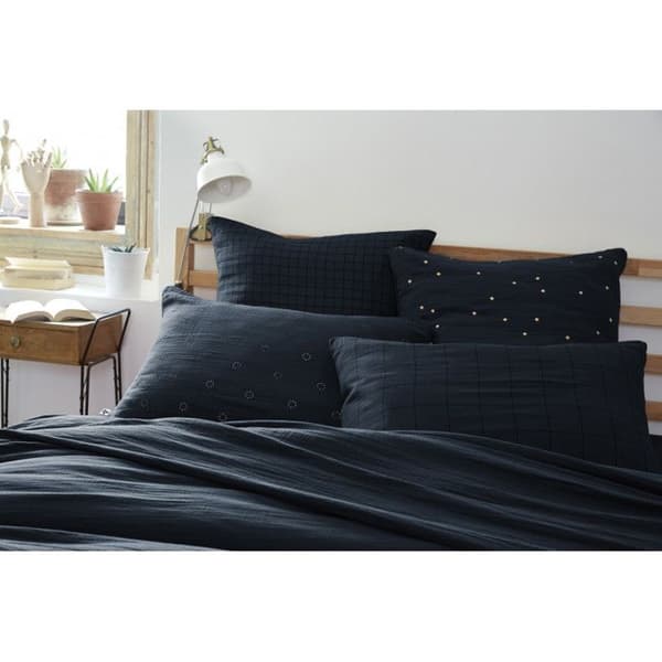 Taie d'oreiller Pois Doré Déco "Gaïa Chic" 60 x 60 cm &amp; 50 x 70 cm "Gaze de Coton" - Gaïa Chic Minuit - Taie d'oreiller 50 x 70 cm