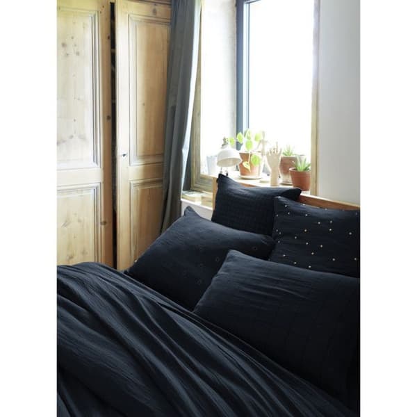Taie d'oreiller Pois Doré Déco "Gaïa Chic" 60 x 60 cm &amp; 50 x 70 cm "Gaze de Coton" - Gaïa Chic Minuit - Taie d'oreiller 50 x 70 cm