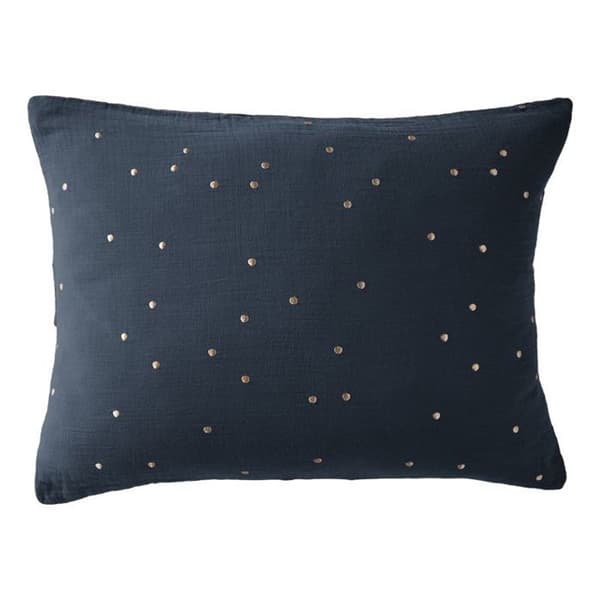 Taie d'oreiller Pois Doré Déco "Gaïa Chic" 60 x 60 cm &amp; 50 x 70 cm "Gaze de Coton" - Gaïa Chic Minuit - Taie d'oreiller 50 x 70 cm