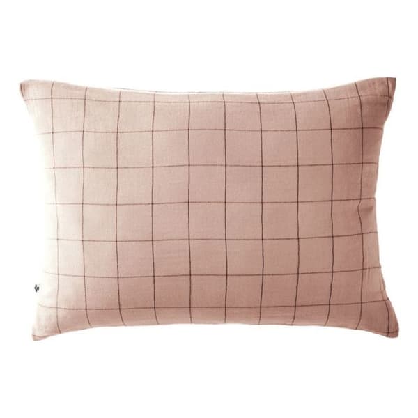 Örngott Vävda färgade stora dekorativa plattor "Gaïa Match" "Cotton Gauze" - Gaïa Match Marshmallow - 50 x 70 cm