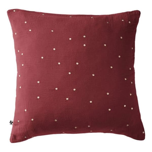Taie d'oreiller Pois Doré Déco "Gaïa Chic" 60 x 60 cm &amp; 50 x 70 cm "Gaze de Coton" - Gaïa Chic Lie de vin - Taie d'oreiller 60 x 60