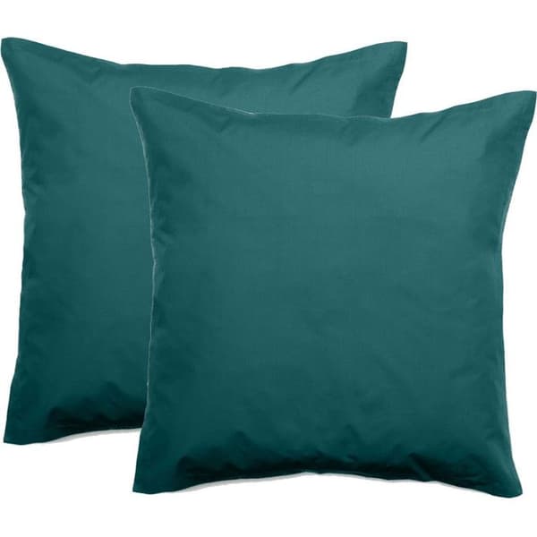 Set med 2 örngott i ren bomull percale 80 trådar/cm² Sydvind - Ankblå - 65 x 65 + 5 cm Flat quiltad volang