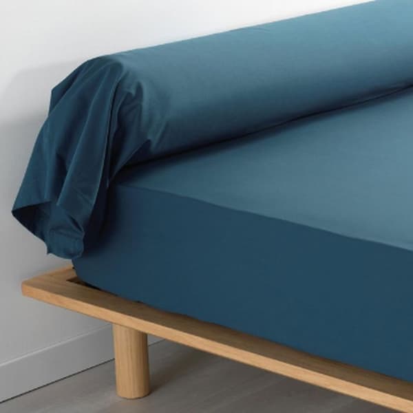Sängkappa - Percale - Blå - 85x185 cm - Mjuk känsla - OEKO-TEX