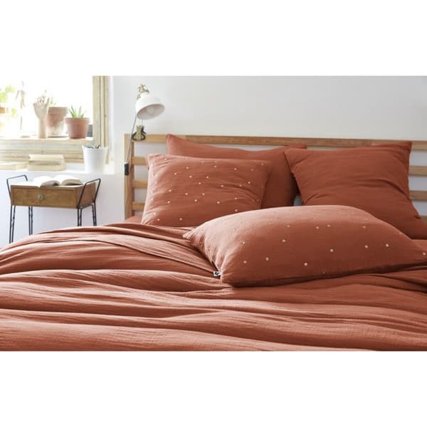 Gyllene prickiga dekorativa örngott "Gaïa Chic" 60 x 60 cm &amp; 50 x 70 cm "Cotton Gauze" - Gaïa Chic Terracotta - 50 x 70 cm