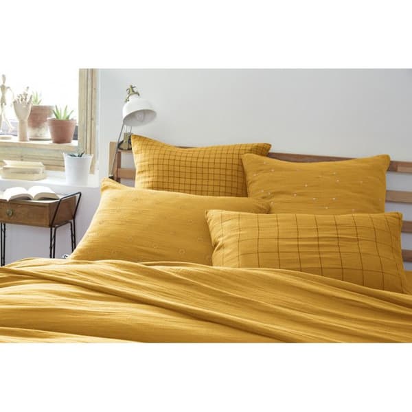 Gyllene prickiga dekorativa örngott "Gaïa Chic" 60 x 60 cm &amp; 50 x 70 cm "Cotton Gauze" - Gaïa Chic Saffran - 60 x 60 cm