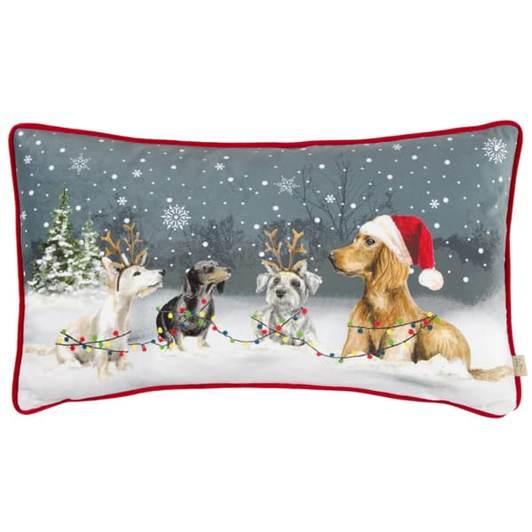 Evans Lichfield Piped Dog Christmas Cushion Cover Stone 50cm x 30cm