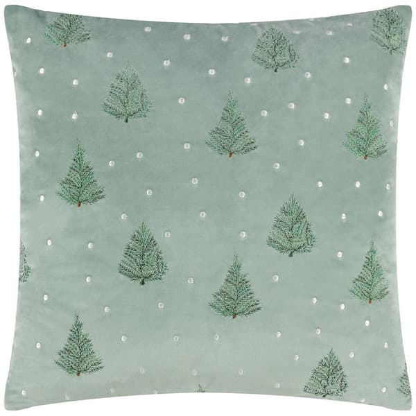 Furn Evergreen Classic Tree Embroidered Cushion Cover Green 43cm x 43cm
