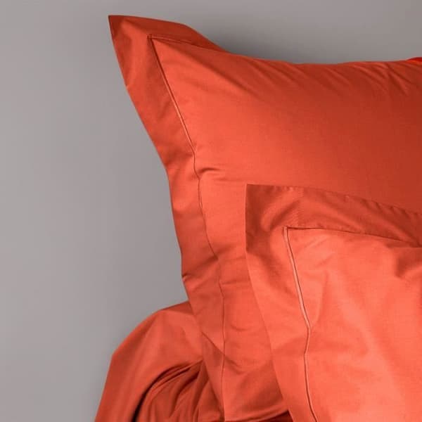 Kammad bomull percale örngott "Julian" alla storlekar Pure Cotton - Julian Terracotta - 65 x 65 cm platt quiltad volang