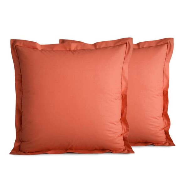 Kammad bomull percale örngott "Julian" alla storlekar Pure Cotton - Julian Terracotta - 65 x 65 cm platt quiltad volang