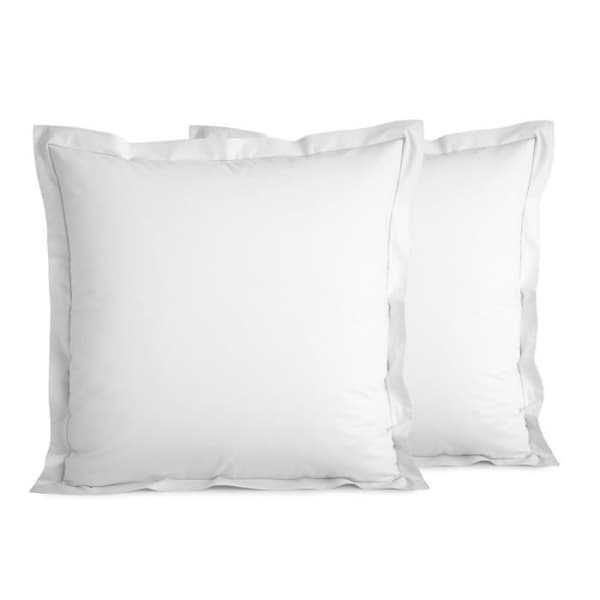 Kammad bomull percale örngott "Julian" alla storlekar Pure Cotton - Julian Neige - 65 x 65 cm platt quiltad volang