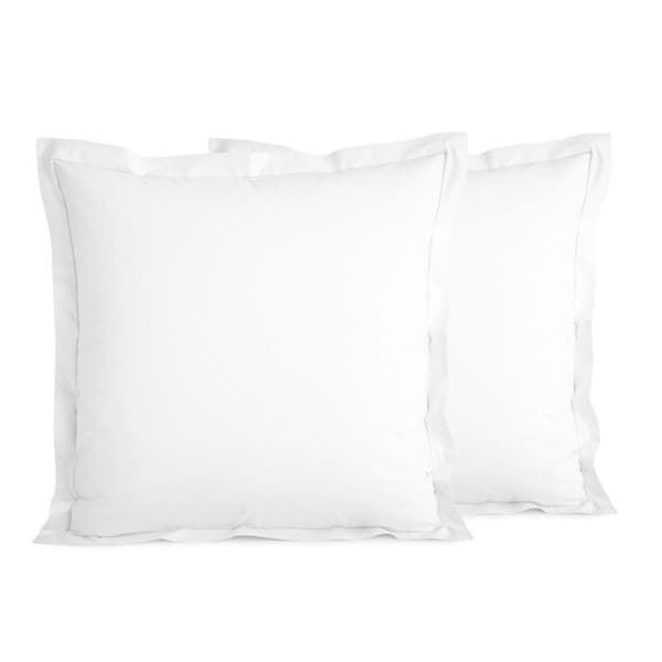 Kammad bomull percale örngott "Julian" alla storlekar Pure Cotton - Julian Neige - 65 x 65 cm platt quiltad volang