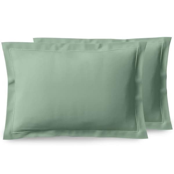 Kammad bomull percale örngott "Julian" alla storlekar Pure Cotton - Julian Céladon - 50 x 70 cm platt quiltad volang