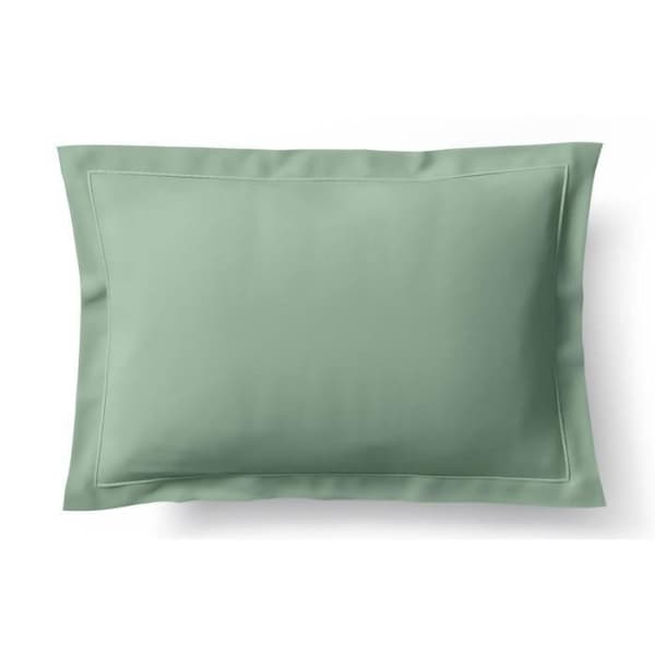 Kammad bomull percale örngott "Julian" alla storlekar Pure Cotton - Julian Céladon - 50 x 70 cm platt quiltad volang