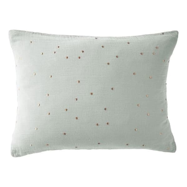 Taie d'oreiller Pois Doré Déco "Gaïa Chic" 60 x 60 cm &amp; 50 x 70 cm "Gaze de Coton" - Gaïa Chic Eucalyptus - Taie d'oreiller 50 x 70