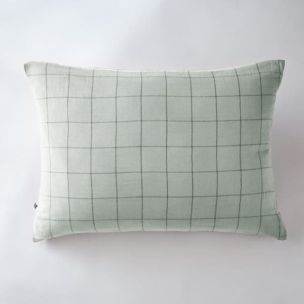 Örngott Vävda färgade stora dekorativa plattor "Gaïa Match" "Cotton Gauze" - Gaïa Match Eucalyptus - 50 x 70 cm