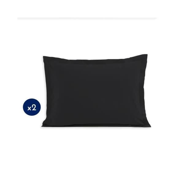 Set med 2 rektangulära örngott 100% bomull - Svart - 50x70 cm